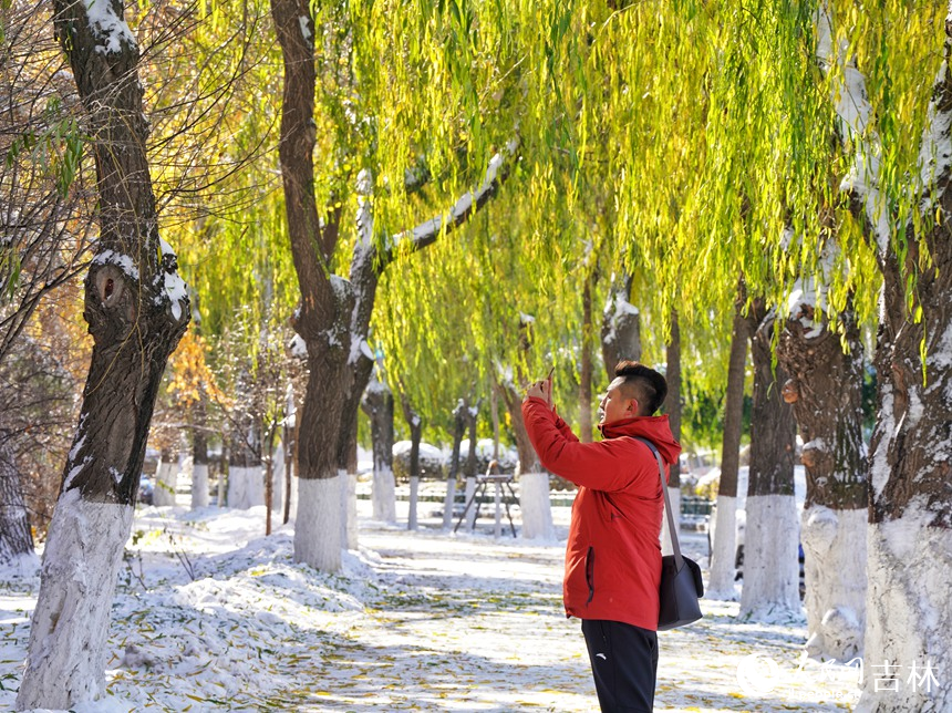 大雪過后，人們紛紛走出家門欣賞美景。人民網記者 李洋攝