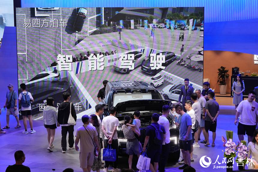 觀眾在汽博會上感受前沿技術成果。人民網記者 李洋攝