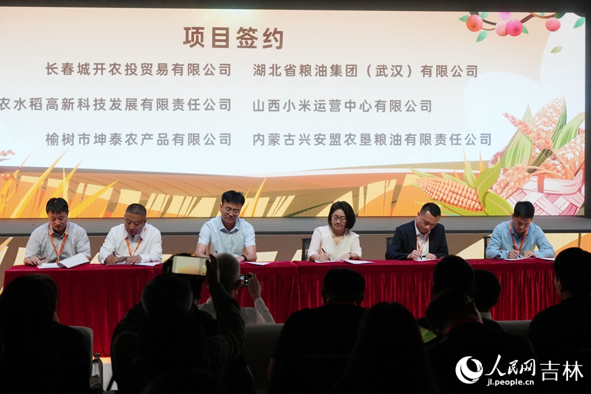 6家糧企進行項目簽約。人民網記者 李洋攝