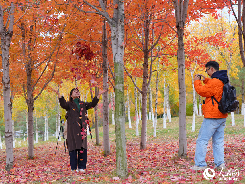 游客在月荷文化園拍照留念。人民網記者 李洋攝